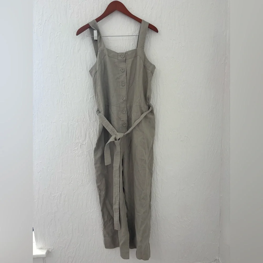 NWT Everlane The Linen Jumpsuit - Sage Green Seagrass Size 10 - Picture 3 of 9